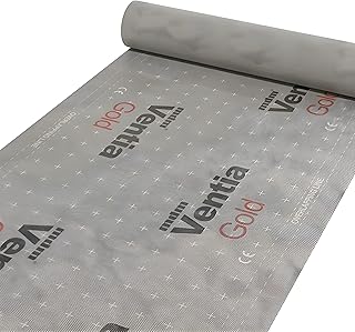 Unterspannbahn Ventia Gold 150 g, Dachfolie 15 m², 3-lagige Unterdeckbahn gegen Feuchtigkeit, Wind, Regen & Schnee, Diffusionsoffen, Wasserdicht & UV-beständig, ohne Selbstklebekanten