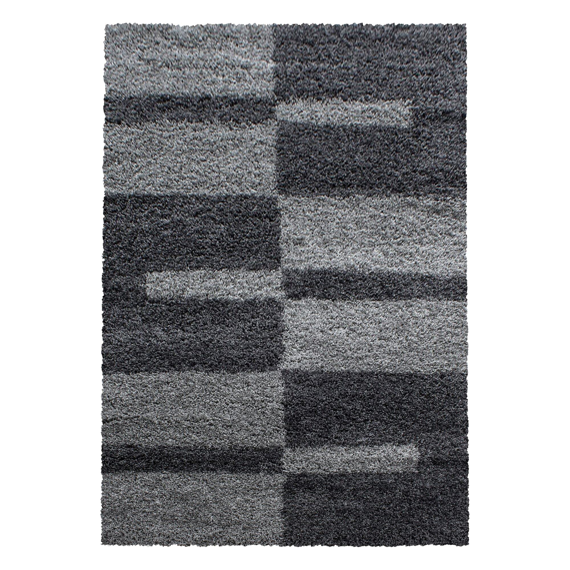 Carpetsale24 Tapis Salon 200x300 Moderne Tapis Chambre Gris 200 x 290 cm - Tapis Shaggy à Poils Longs Salle de Séjour Concevoir à Carreaux Doux et Moelleux - Tapis Cuisine Moquette Salon