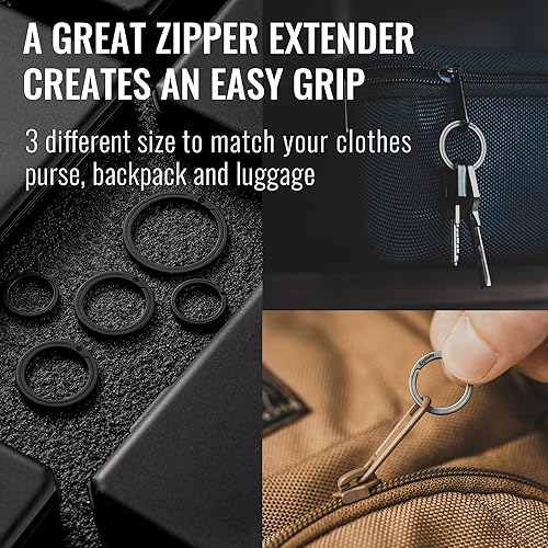 Miniatura 7 de KeyUnity KM17BK Titanium EDC Carabiner Keychain Clip with D Ring &amp; KA02BK Titanium Split Ring Bundle