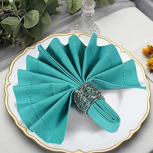 Miniatura 276 de Servilletas de lino y algodón de 18 x 18 pulgadas natural con vainica, servilletas de boda, servilletas de cóctel, servilletas de tela, servilletas