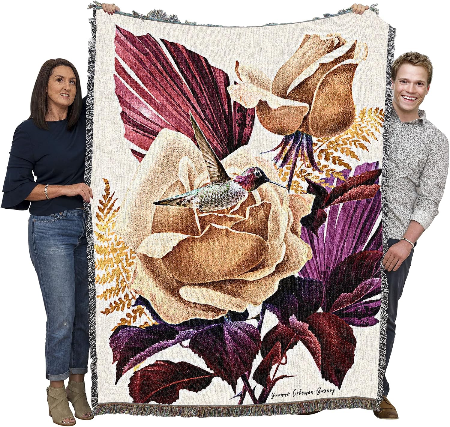Pure Country Weavers Purple Magic Blanket by Yvonne Coleman Burney - Bird Garden Floral Gift Tapestry Throw Woven from Cotton - Made in the USA (72x54)
