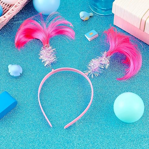 Miniatura 4 de WILLBOND 6 diademas con pompones envueltos en oropel, para el cabello, plumas locas para disfraz de mascarada, 6