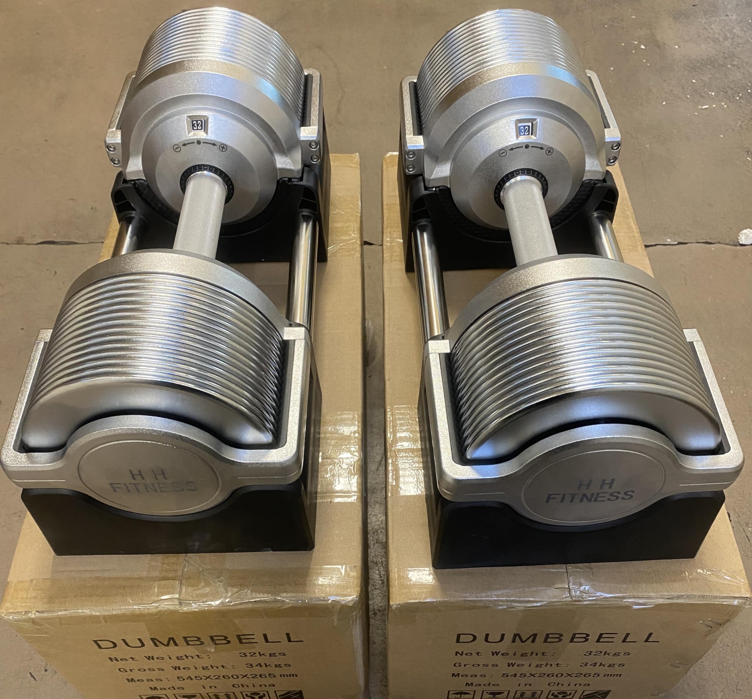 2 x 32KG Adjustable Dumbbells Pair (1kg increments)