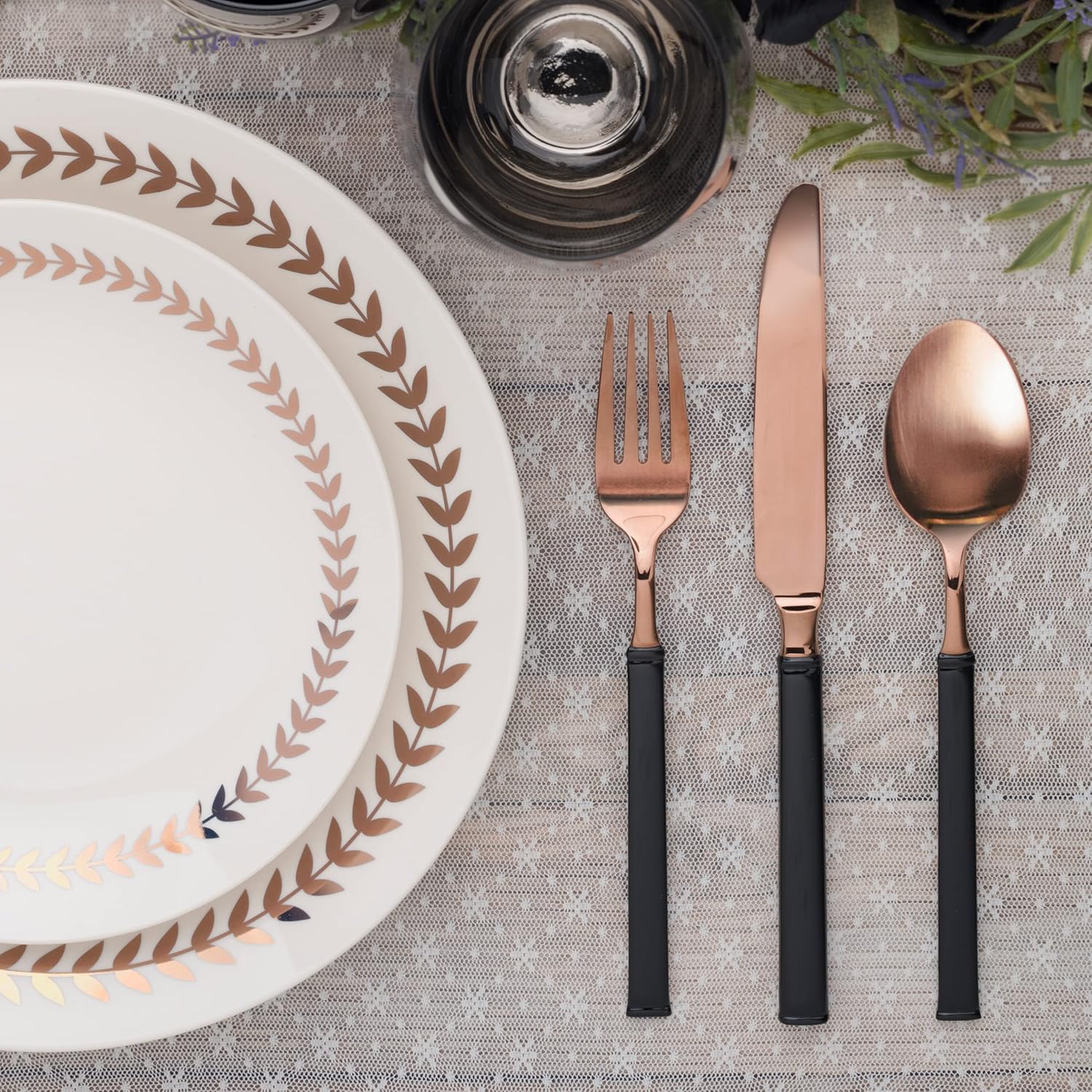 Hampton Forge Doric Black Enamel & Copper Pvd18/10 5 Piece Set, 0.80 LB, Multi