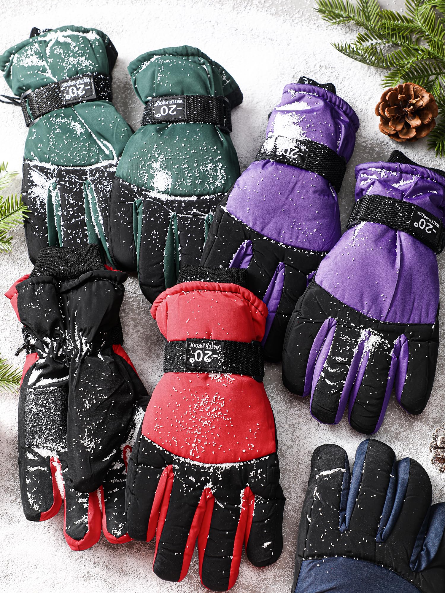 Bencailor 6 Paar Kinder-Winterhandschuhe, wasserdicht, Schneeskihandschuhe, winddicht, warme Kinder-Schneehandschuhe für Kinder