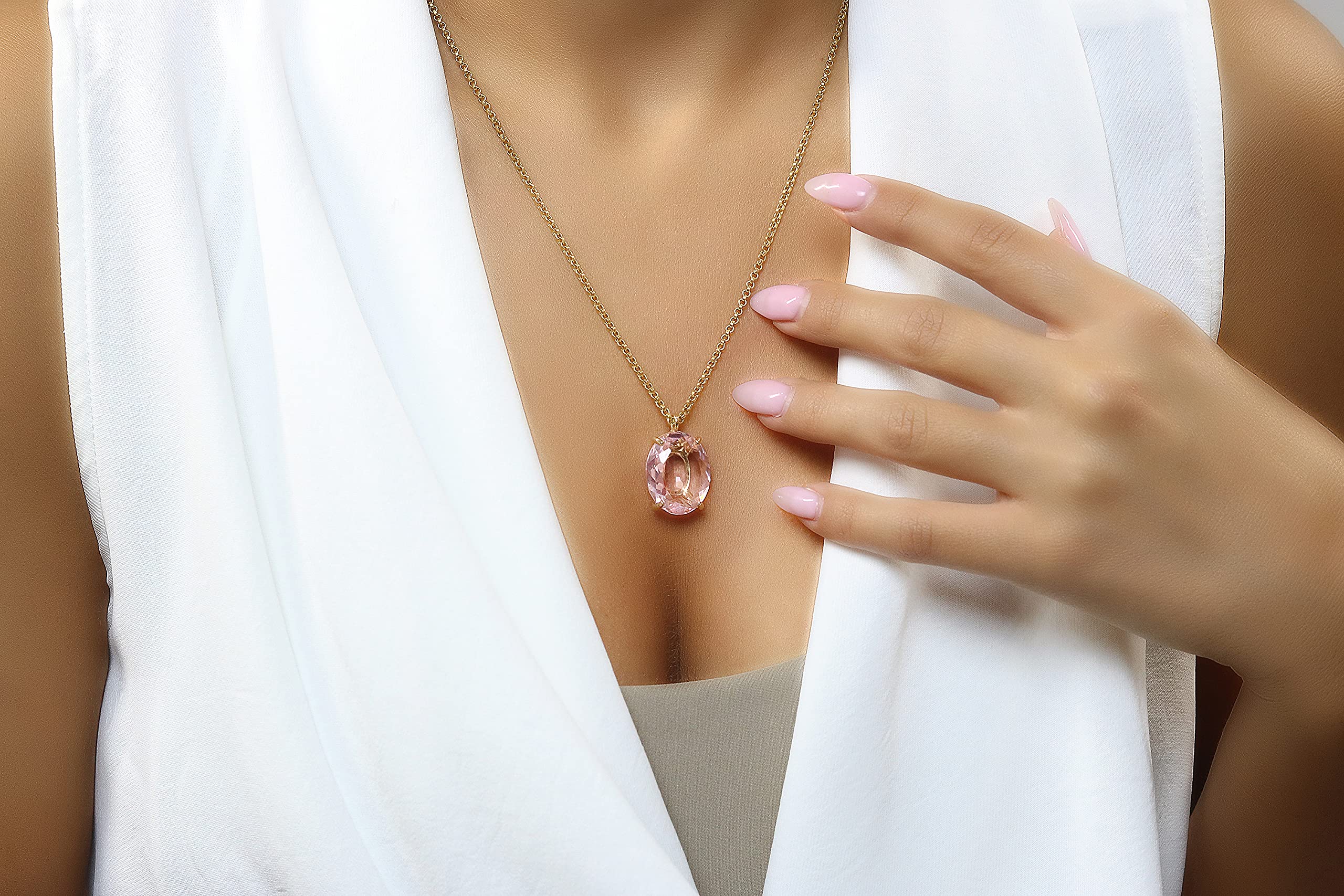 Encantador Collar de Cuarzo Rosa - Elegante Collar de Joyas para Mujeres - Collar de Colgante de Oro en capas - Piedras Preciosas, Collar de Cristal, Collar para Todos los Días - Personalizable