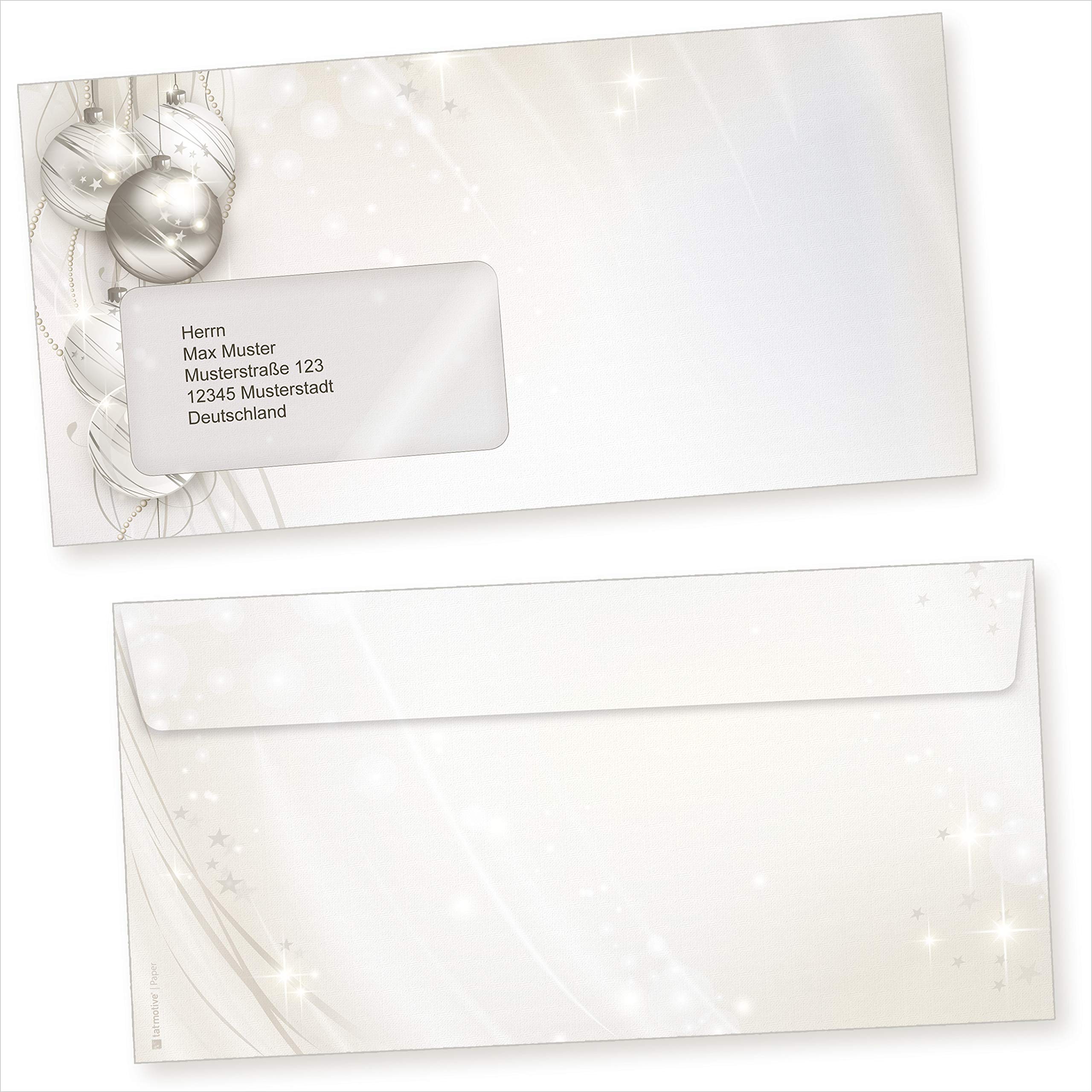 ELEGANCE 250 Sets Weihnachtsbriefpapier mit Fensterumschlag Briefpapier Weihnachten mit Umschlag mit Fenster
