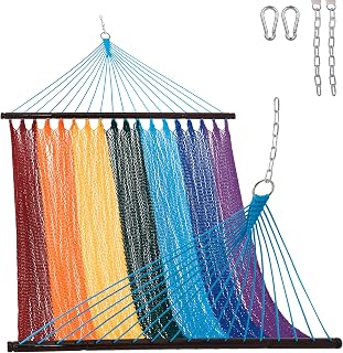 Lazy Daze Hammocks 10.5 FT Double 2 Person Caribbean Rope Hammock, Hand Woven Polyester Hammock with Spreader Bars, for Ou... Price In India