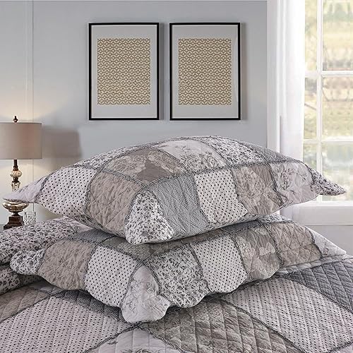 Miniatura 9 de ABREEZE Juego de edredón de algodón con diseño floral de rosa desgastada, juego de ropa de cama victoriana, juego de edredón floral, matrimonialqueen