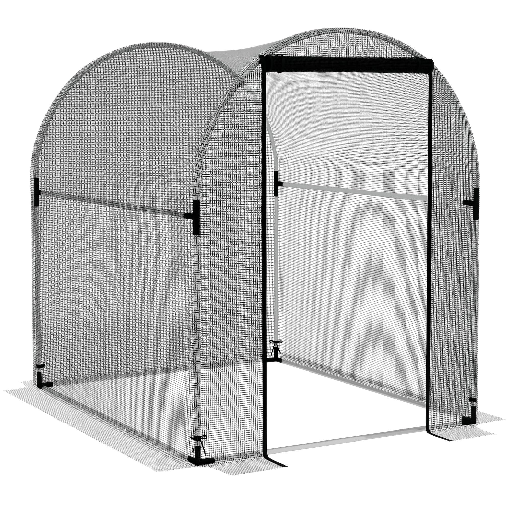 Outsunny Filet de Protection Contre Les Insectes - 1,2 x 1,5 m - avec Porte - avec Cadre en Acier - pour Jardin, Balcon - PEHD - Noir