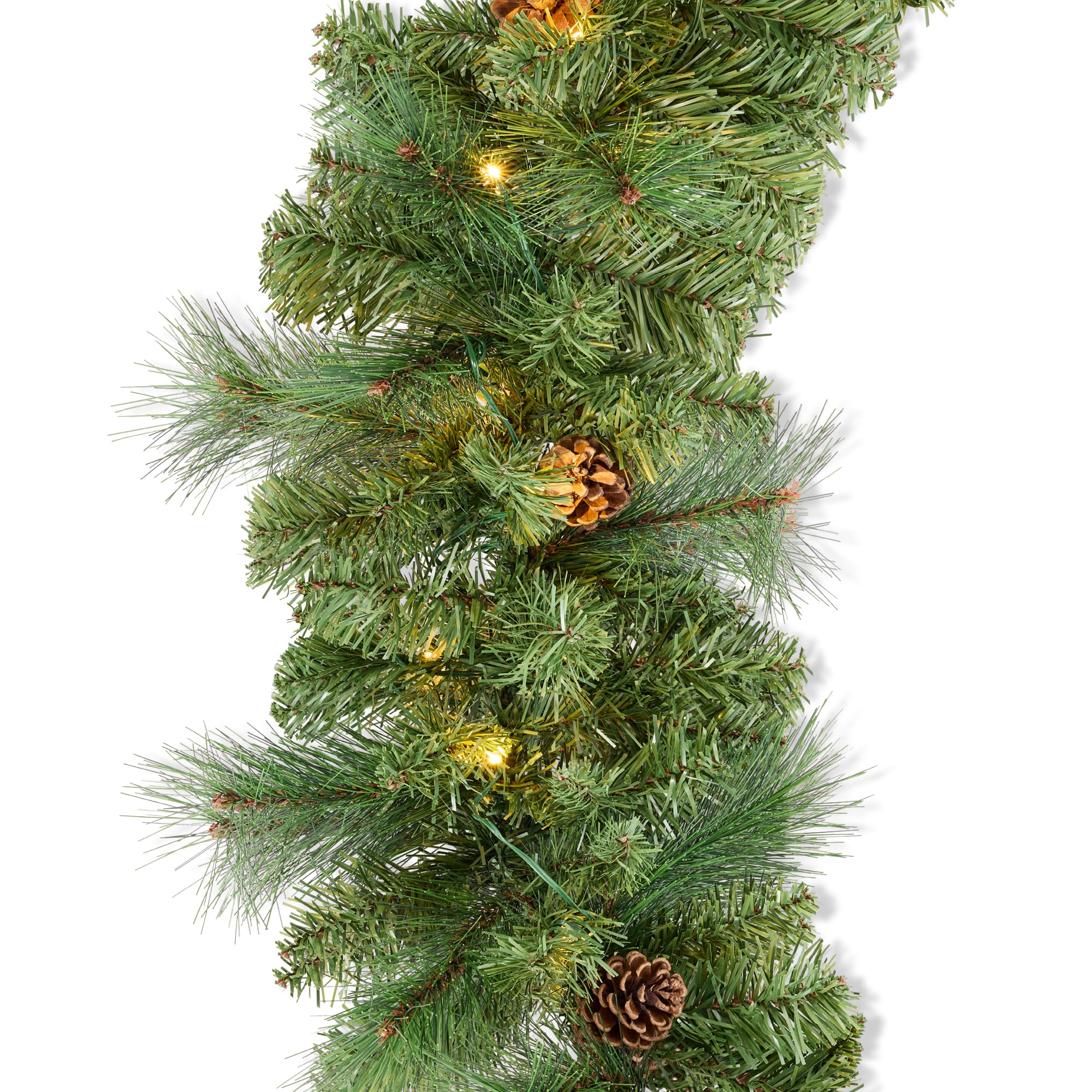 Best Choice Products 9ft Pre-Lit Christmas Garland Holiday Décor for Stairs, Mantel, w/Pine Cones, 2-in-1 White & Multi LED Lights