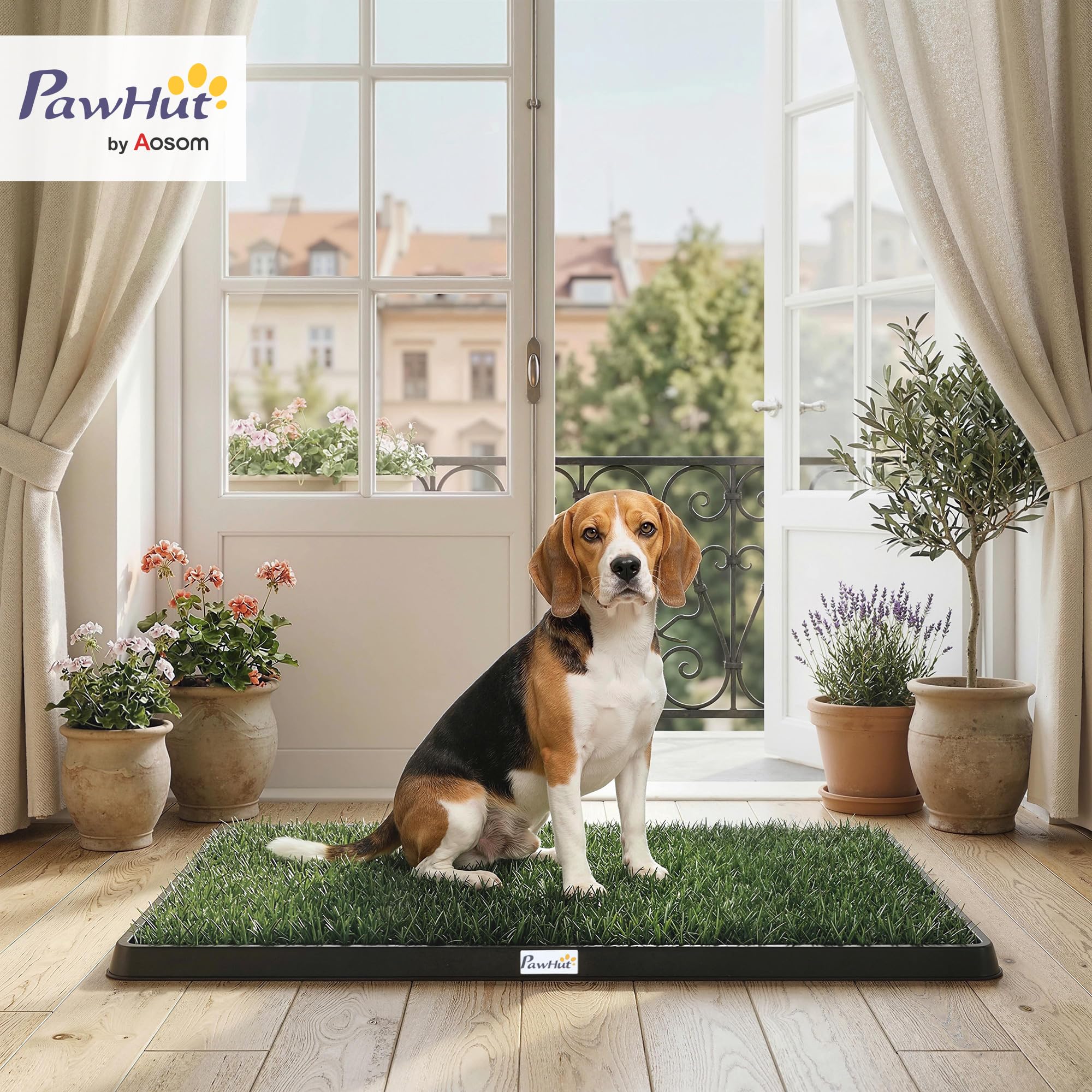 PawHut Inodoro para Perros con Césped Artificial, 76x50,5 cm, Bandeja Sanitaria para Perros para Entrenamiento, con Rejilla de Drenaje, Diseño de 3 Capas y Fácil de Limpiar, Interior y Exterior, Verde