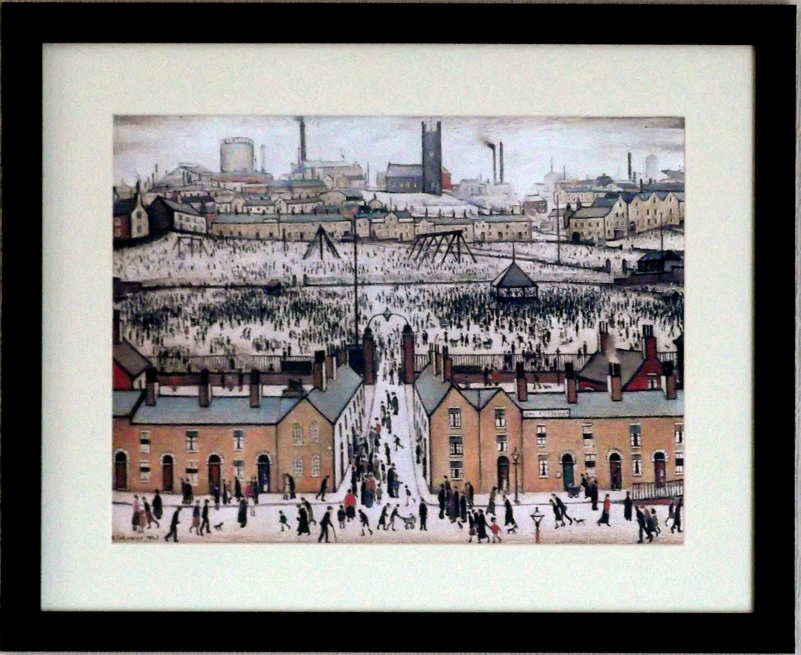 Stateoftheart-Uk Black Frame With Mount And Large Image Authentic L S Lowry Print - Britain At Play, Lincoln - 21 X 17Inch