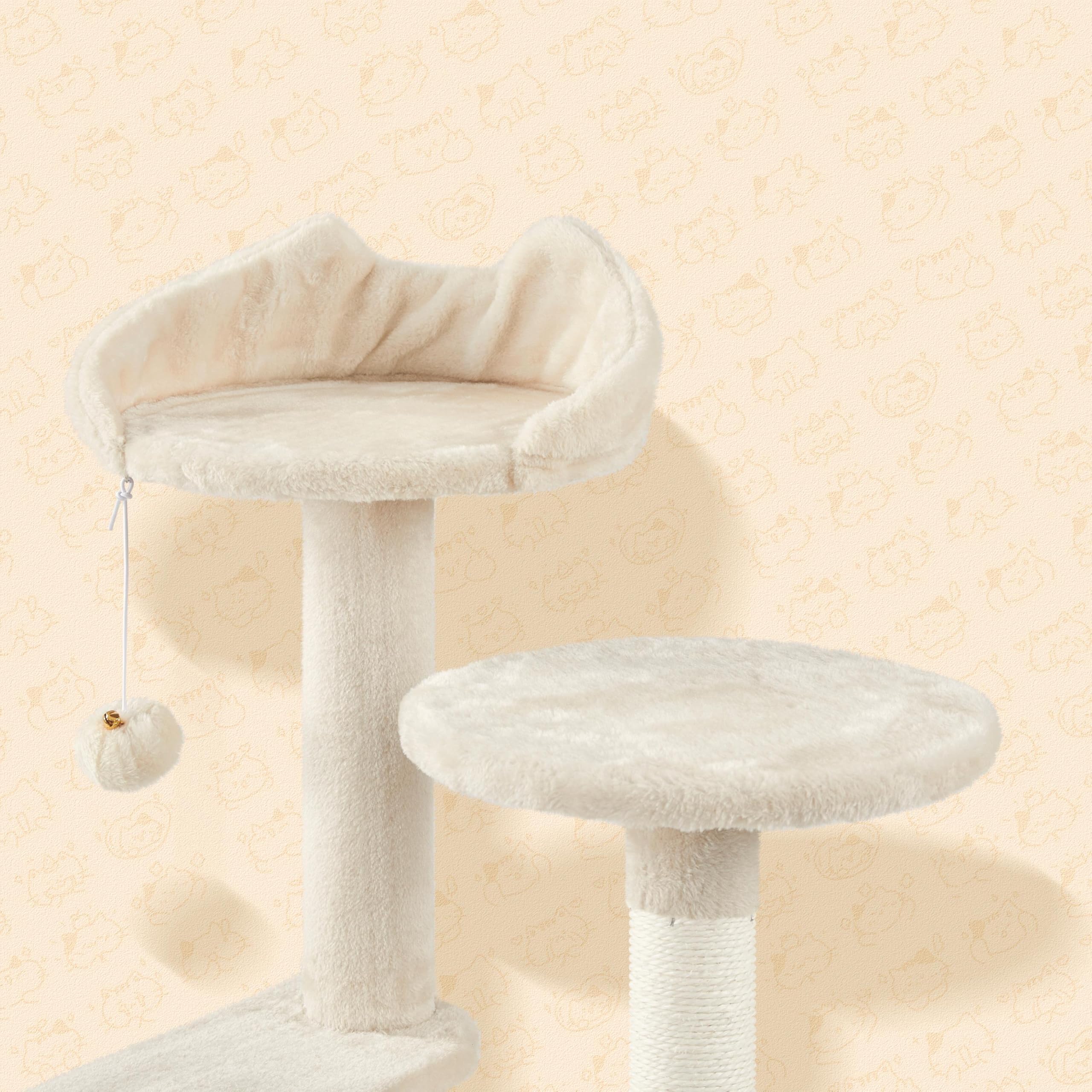 Abician Grand Arbre à Chat XXL 174.5cm, en Sisal, Tour pour Chats à Grimper avec 2 Cachettes/3 Plateformes/2 Paniers/Hamac, pour Chats Gros, Beige