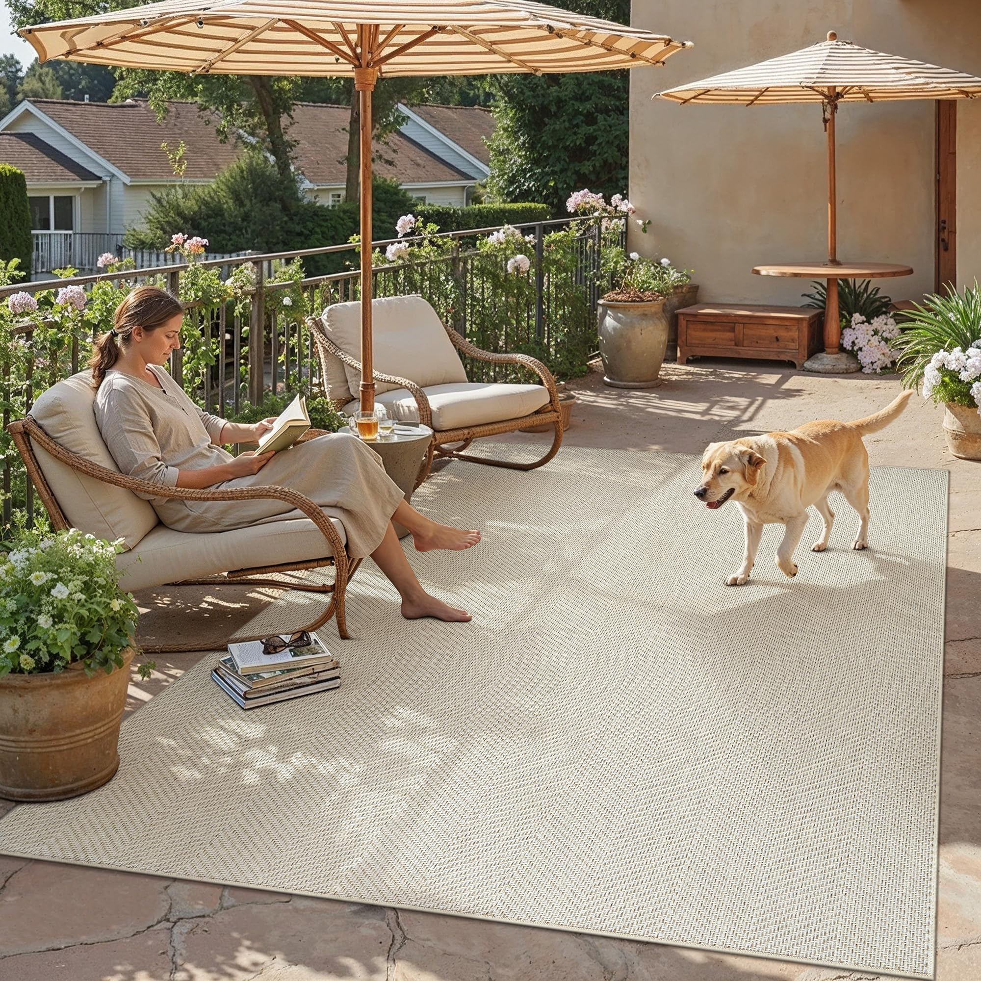 PureCozy Outdoor Rug 160x230cm Beige Garden Waterproof