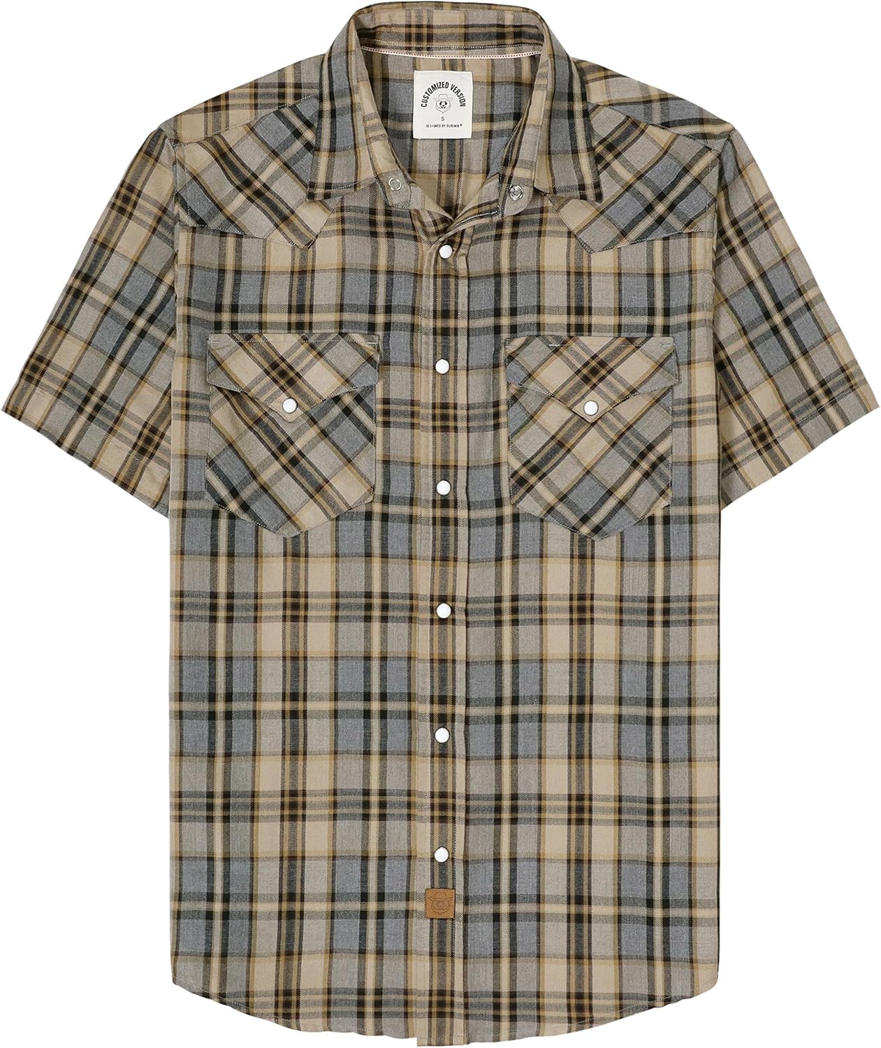 Dubinik®50% Viscose derived from Bamboo,50% Polyester Mens Short Sleeve Western Cowboy Pearl Snap Casual Plaid Shirts for Men