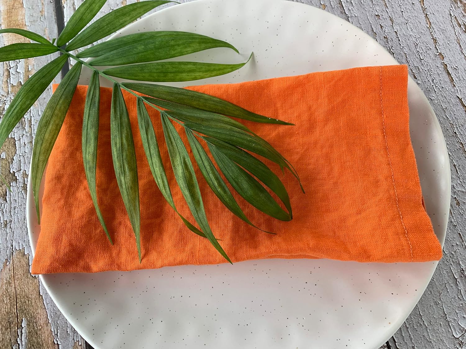 Linen Napkins –100% French Flax – Stonewashed Pure Linen Cloth Napkins - Size 18 Inch x 18 Inch – Set of 4, Tropics (Tropical Orange)
