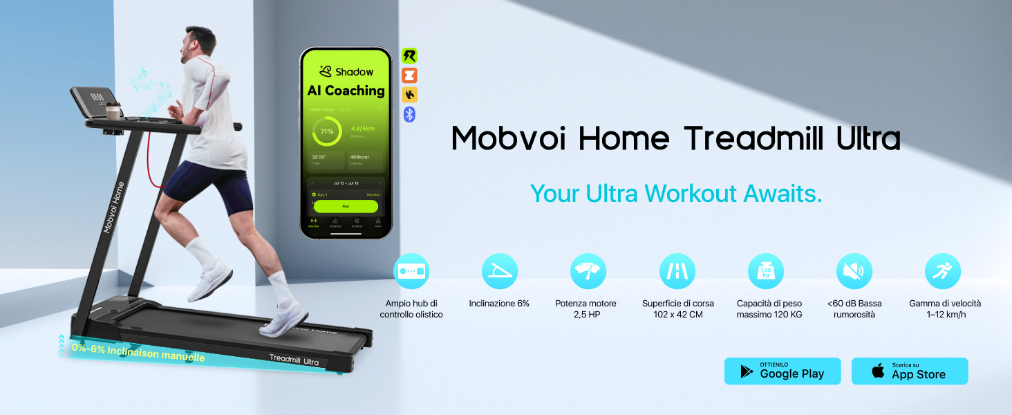 Mobvoi Home Tapis Roulant Ultra AI Intelligente 3 in 1 con