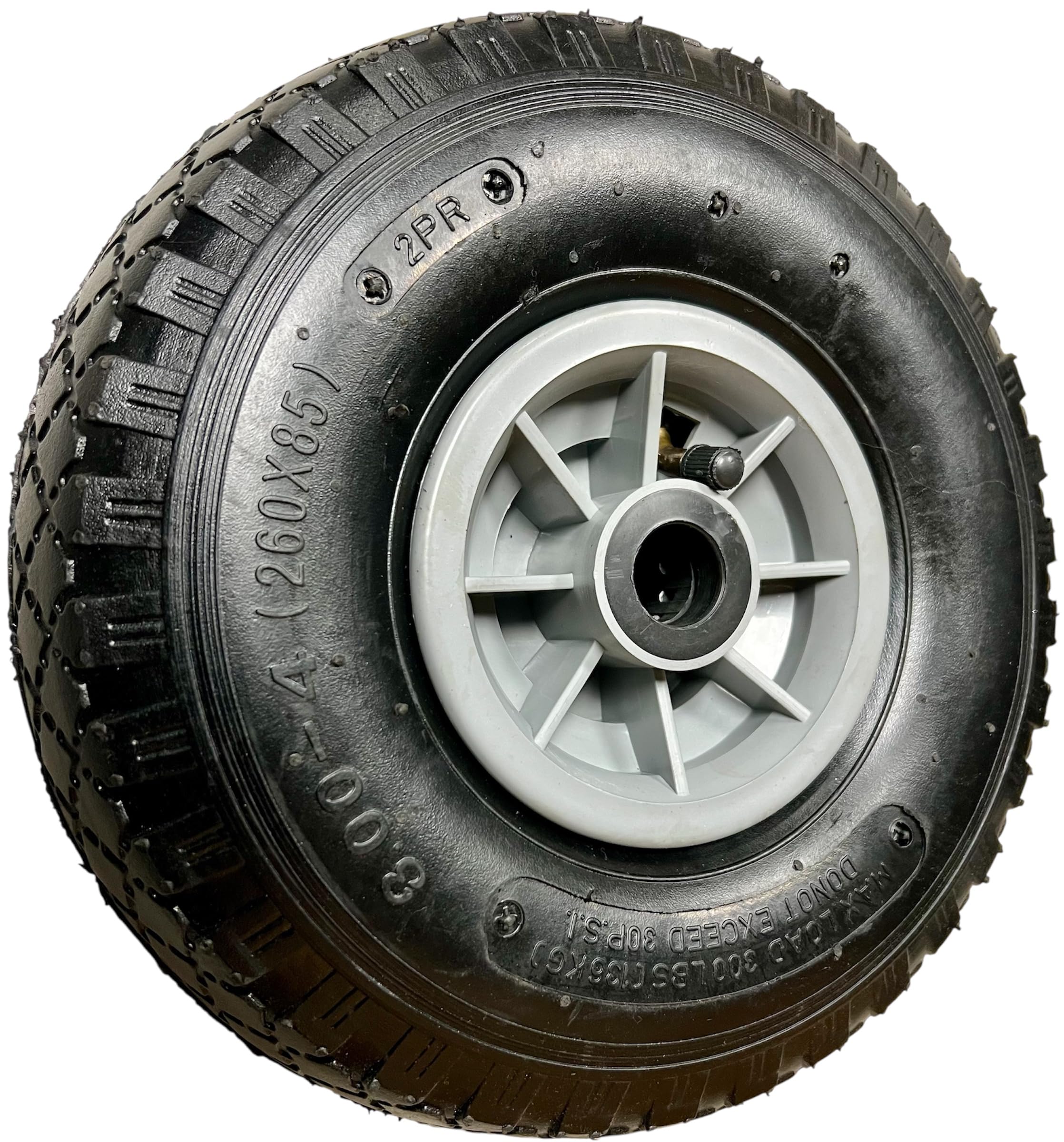 1 rueda para carretilla Air Air Air 3.00-4, 260 x 85 mm, buje Ø 20 × 75, neumáticos con manguera y rueda, carretilla de aire, rueda de repuesto, carretilla de ruedas, rodamiento de ruedas, válvula
