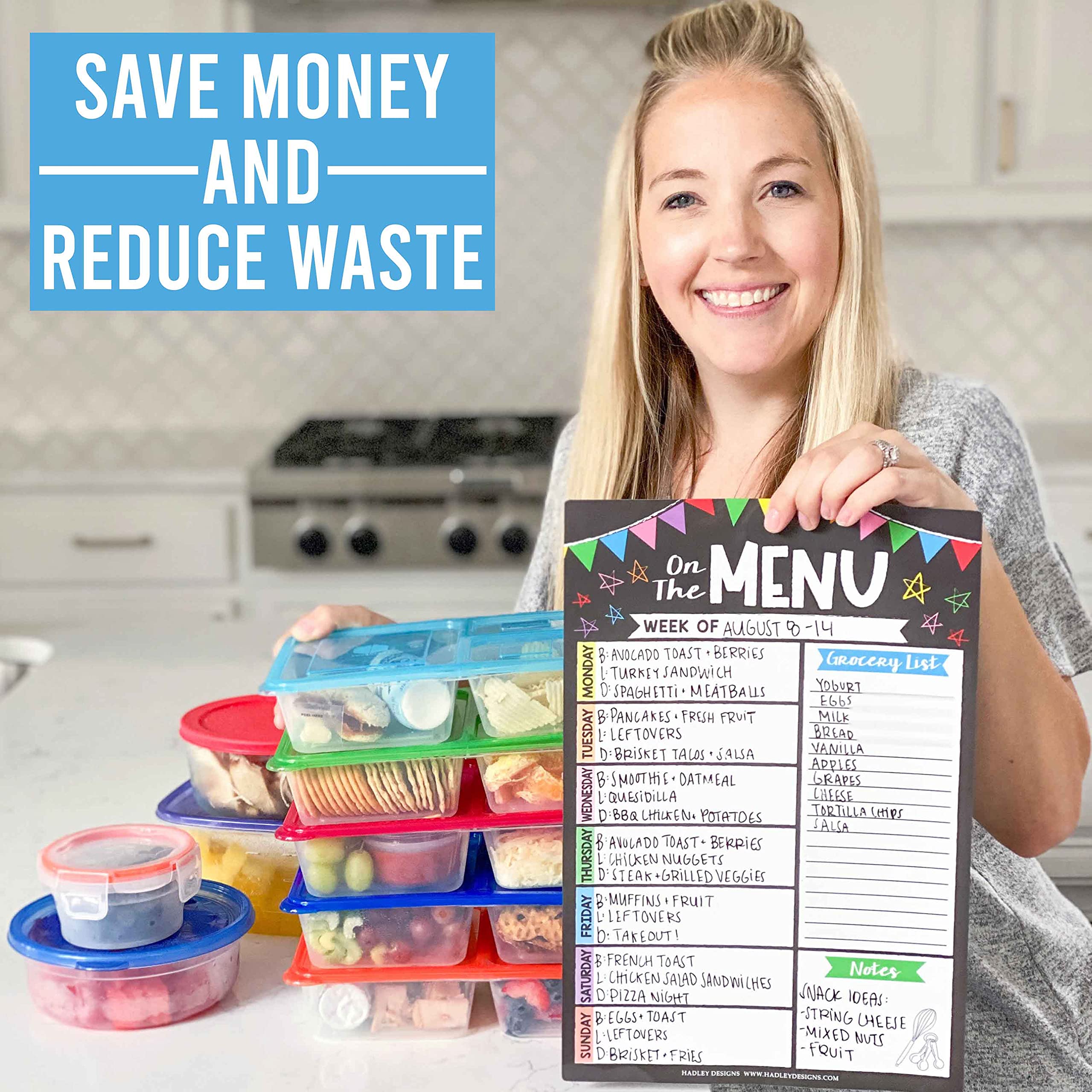 Weekly meal planner dry erase board for refrigerator colorful