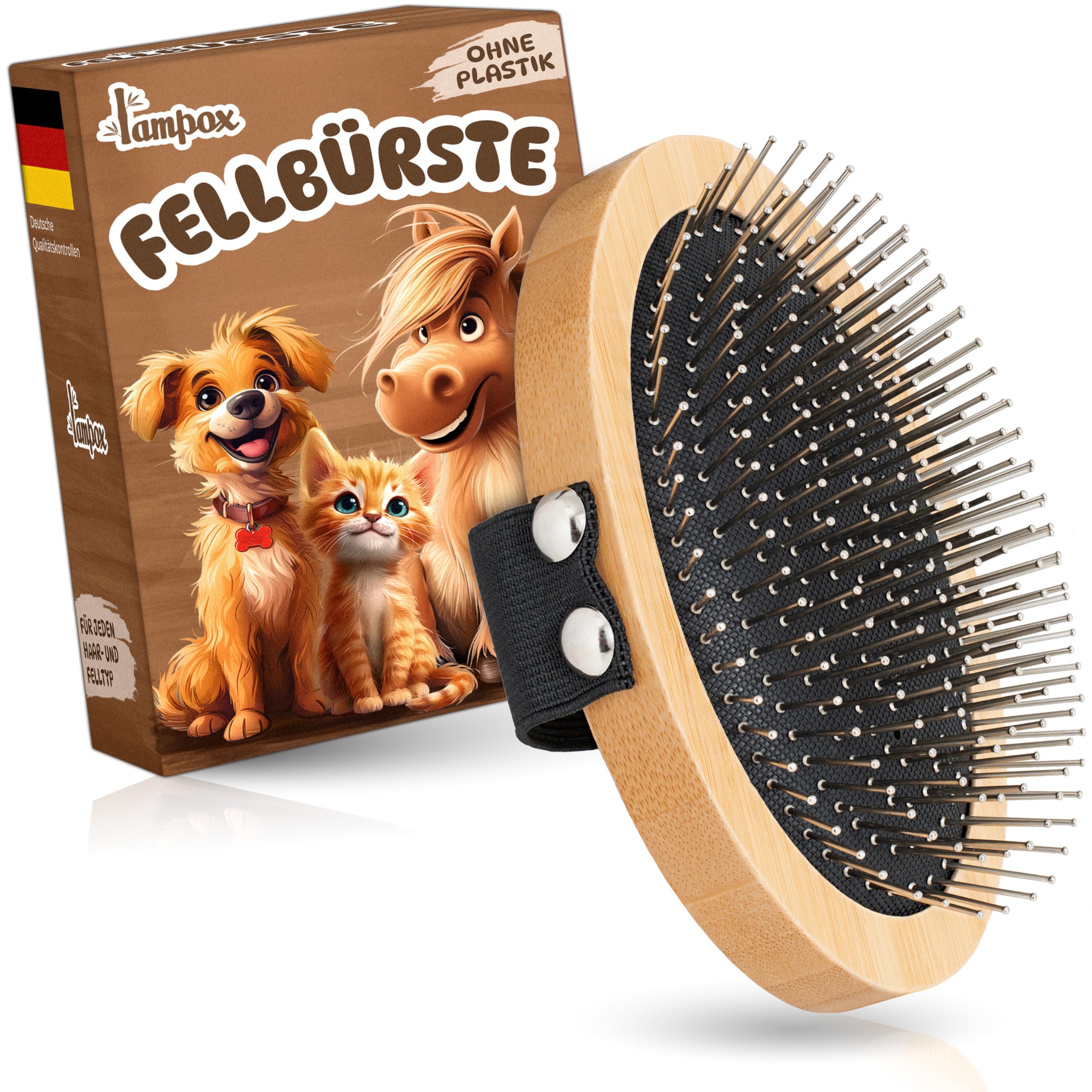 Fellbürste, Hundebürste, Tierbürste, Hundehaarbürste, Premium Bürste für Hund & Katze zur sanften Fellpflege, Striegel für Hunde & Katzenbürste, Hundekamm mit Massage-Effekt, Haustierbürste