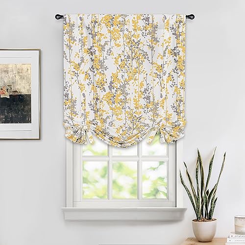 DriftAway Leah - Cortina de pintura abstracta con estampado de flores florales para oscurecer la habitación, con aislamiento térmico, ajustable,