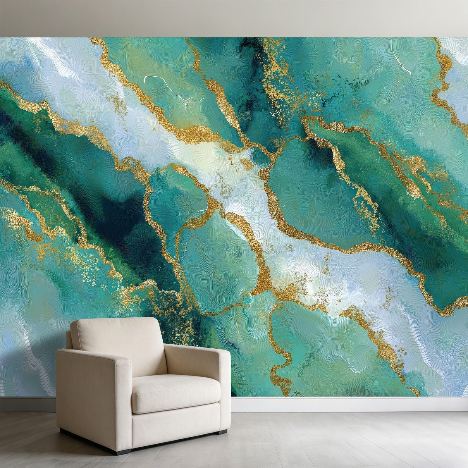 Niestandardowa fototapeta 3D, 350 x 256 cm, abstrakcyjny marmur, złota tekstura, mural, gruba włóknina, ciemnozielona tapeta do salonu, tło telewizyjne