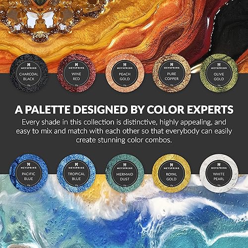 Miniatura 4 de Pigmento de resina epoxi de 2 tonos MEYSPRING, polvo de mica de epoxi y resina de uso artístico, sin grumos ni residuos, sin explosión de resina,