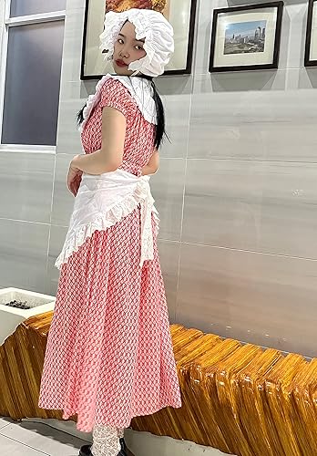 Miniatura 5 de Sombrero de sol Mob Cap Victorian Pioneer Prairie Bonnet Colonial Headwear Chal Wrap Stole Delantal Disfraz