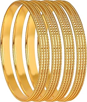 JFLJewellery for Less Golden One Gram Gold Plated Bangle Set For Women