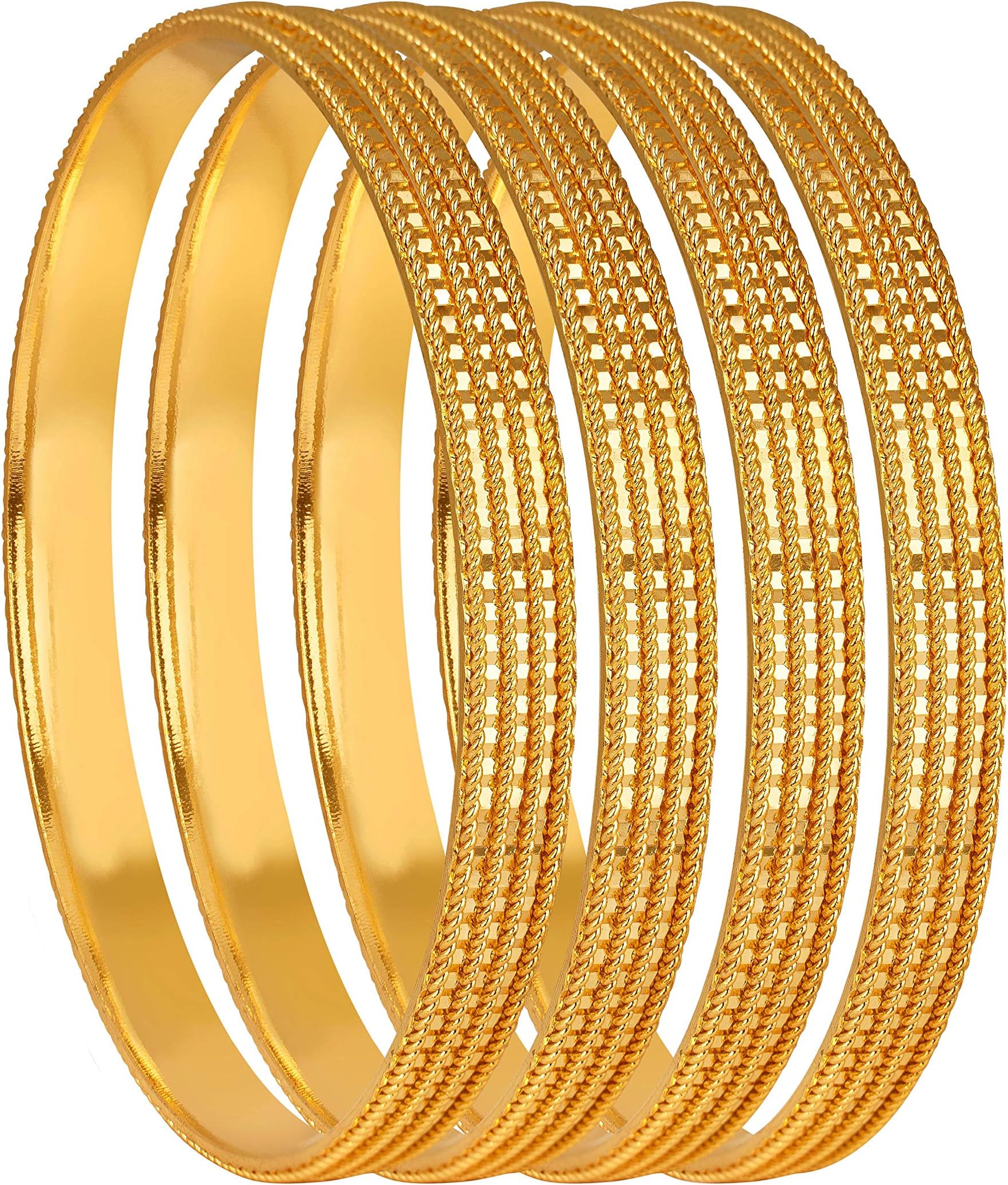 Jewellery for Less Golden One Gram Gold Plated Bangle Set For Women