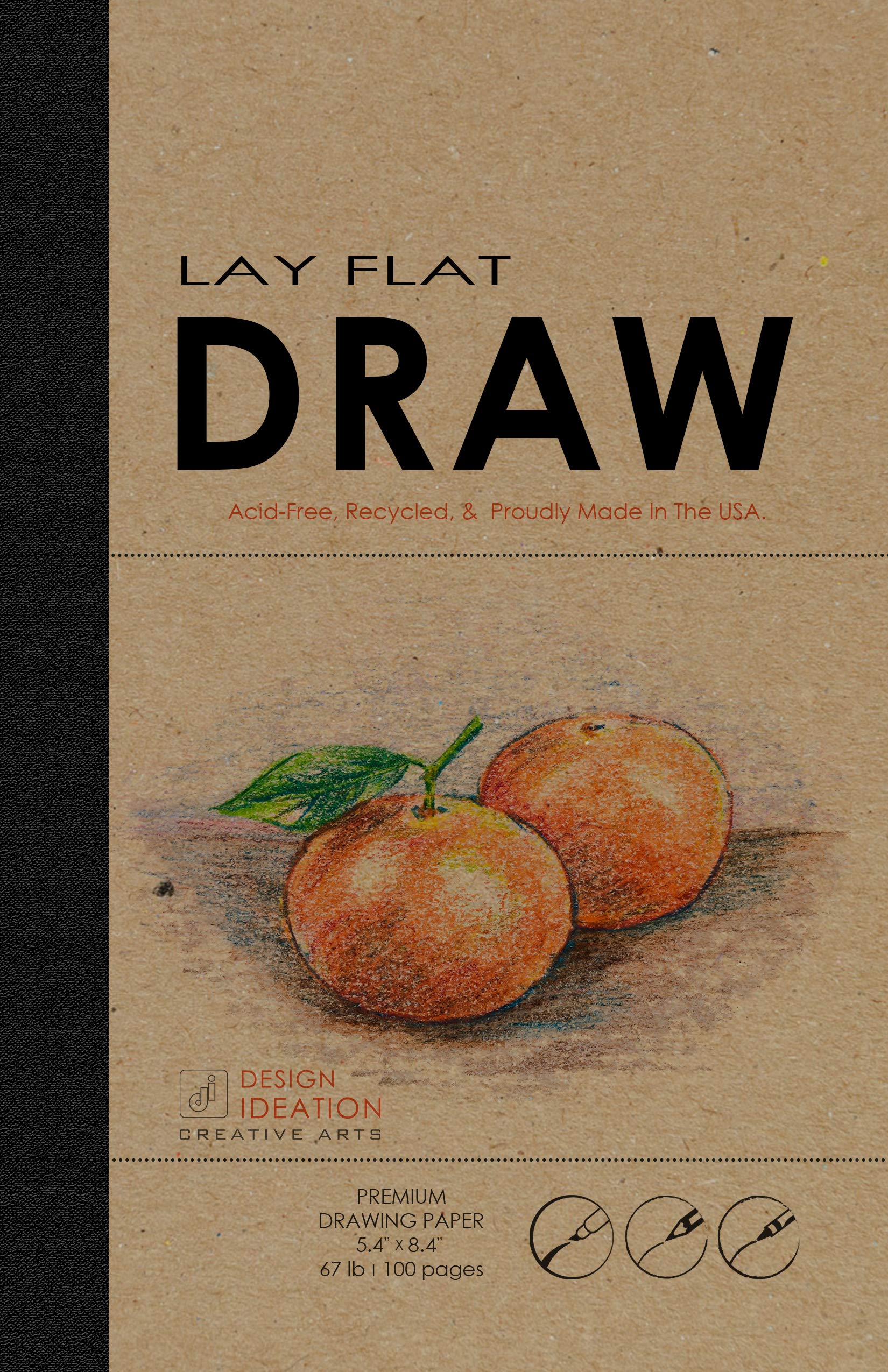Design Ideation Lay Flat MULTI MEDIA Sketchbook. Removable Sheet drawing book for Pencil, Ink, Marker, Charcoal and Watercolor Paints. Great for Art, Design and Education. (100 Pages (5.4" x 8.4"))