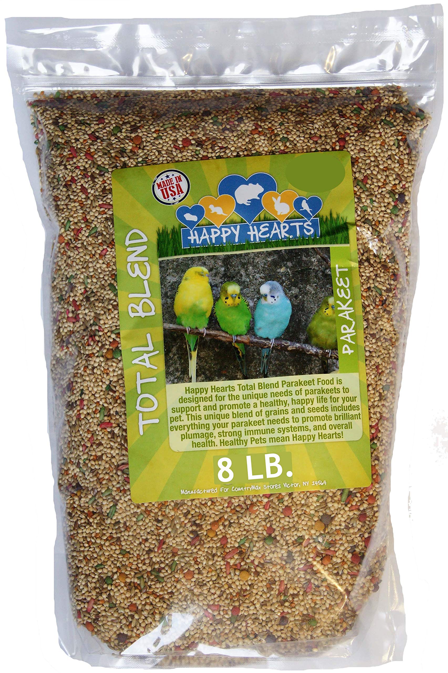 Happy Hearts Total Blend Parakeet Seed Mix (8 Pounds)
