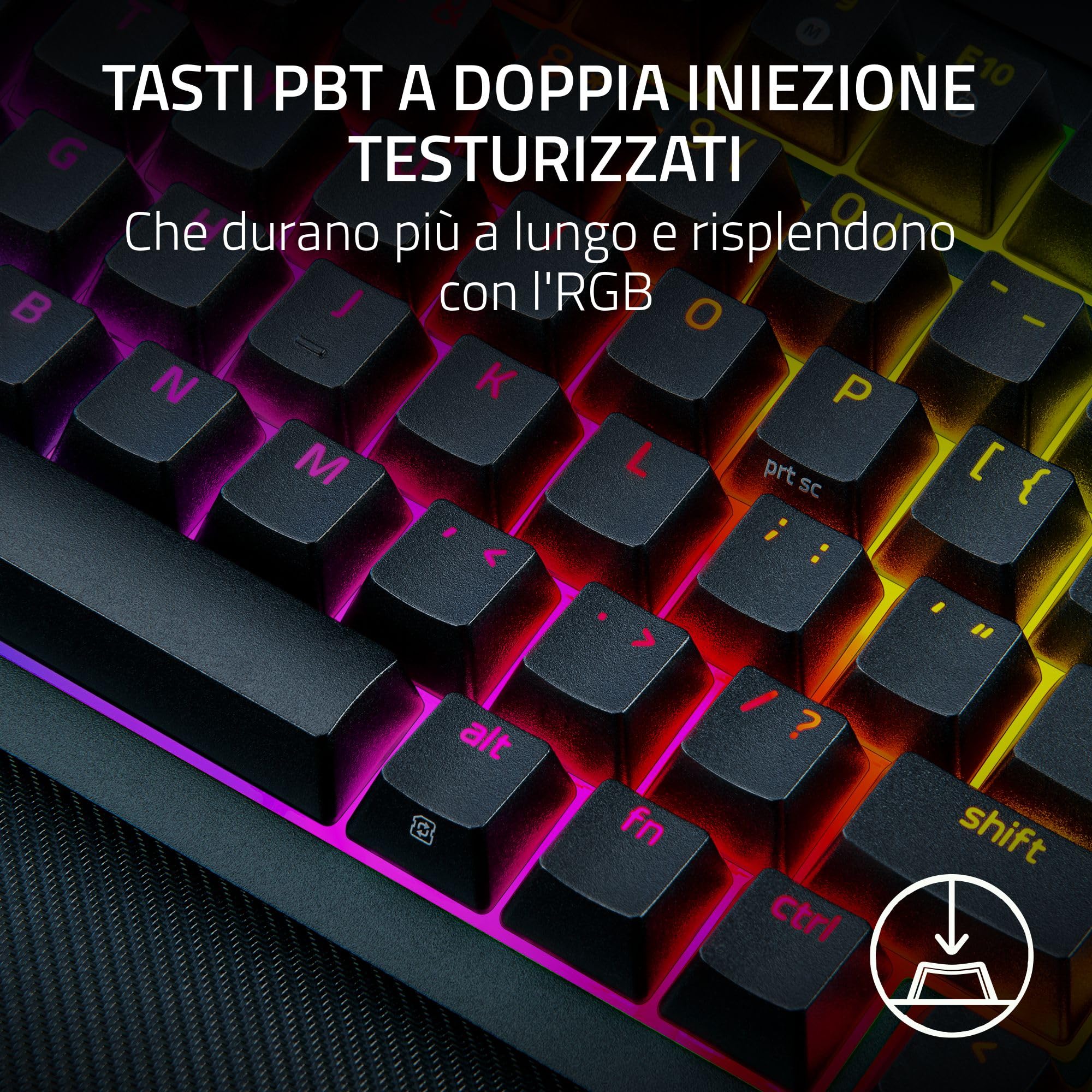 Razer BlackWidow V4 Pro 75% - Tastiera da gioco wireless sostituibile a caldo - Display OLED (ghiera dei comandi, 4K Hz e connettività Bluetooth, poggiapolsi magnetico) Layout US ISO | Nero