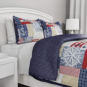 Lavish Home Patriotic Quilt Set, Twin