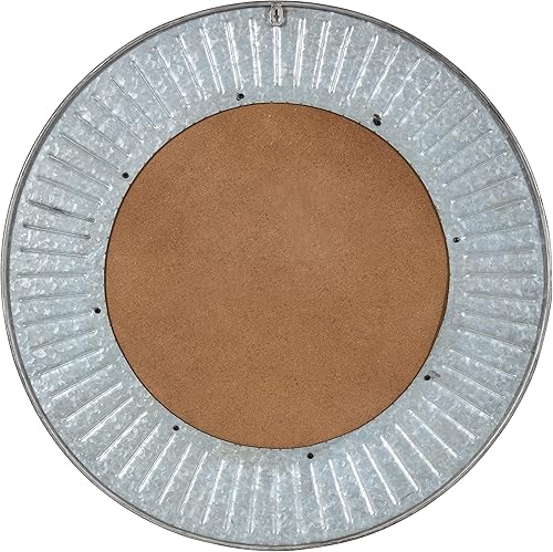 Miniatura 4 de Kate and Laurel Deely Farmhouse - Espejo de pared de 28.5 pulgadas de diámetro, marrón rústico y plateado, decoración de pared envejecida con marco