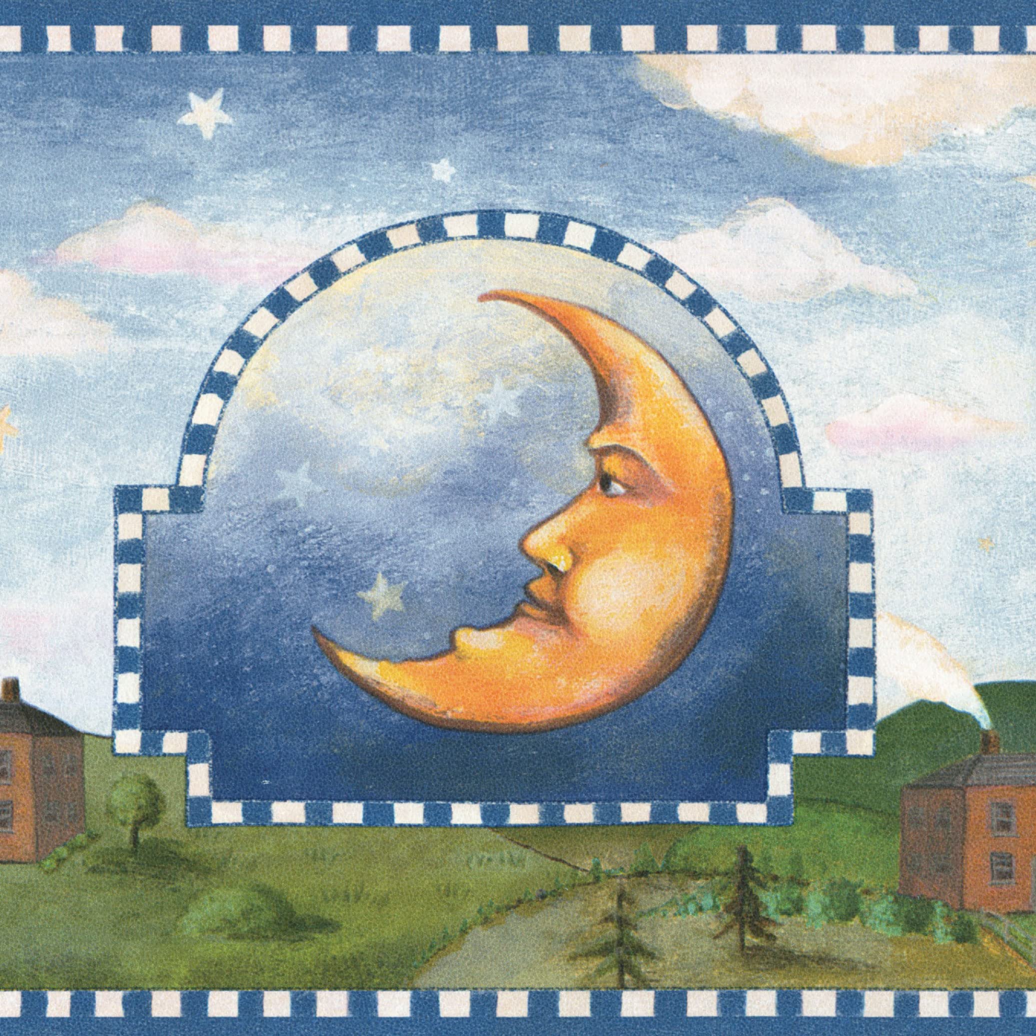 Frise de papier peint enfants soleil lune étoiles en rouleau de 15 pieds