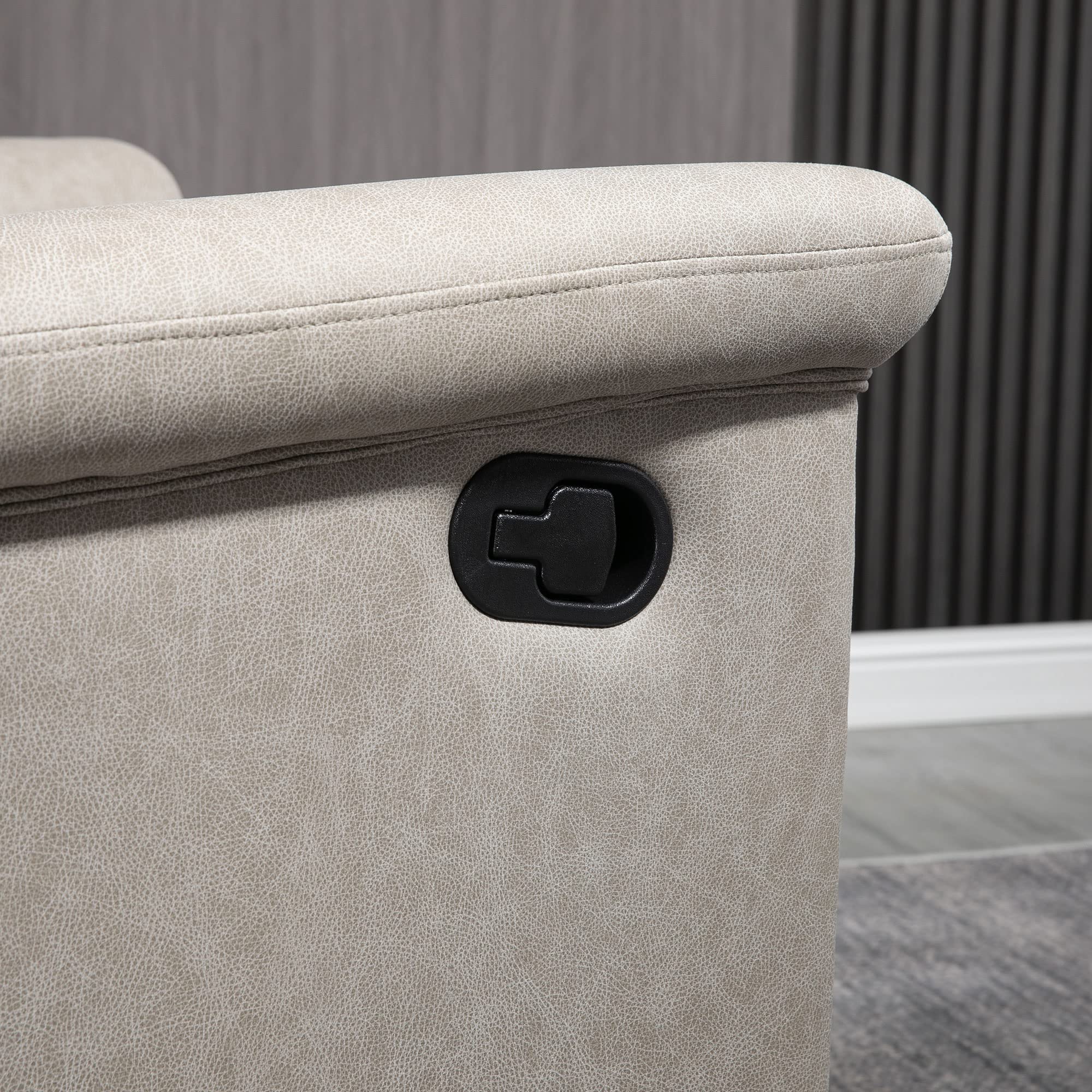 HOMCOM Sillón Relax Reclinable Manual, Sillón Relax de Tela con Reposabrazos, Reposapiés, Respaldo Alto, Acolchado Grueso, Butaca Reclinable hasta 135º para Salón, Dormitorio, Oficina, Gris
