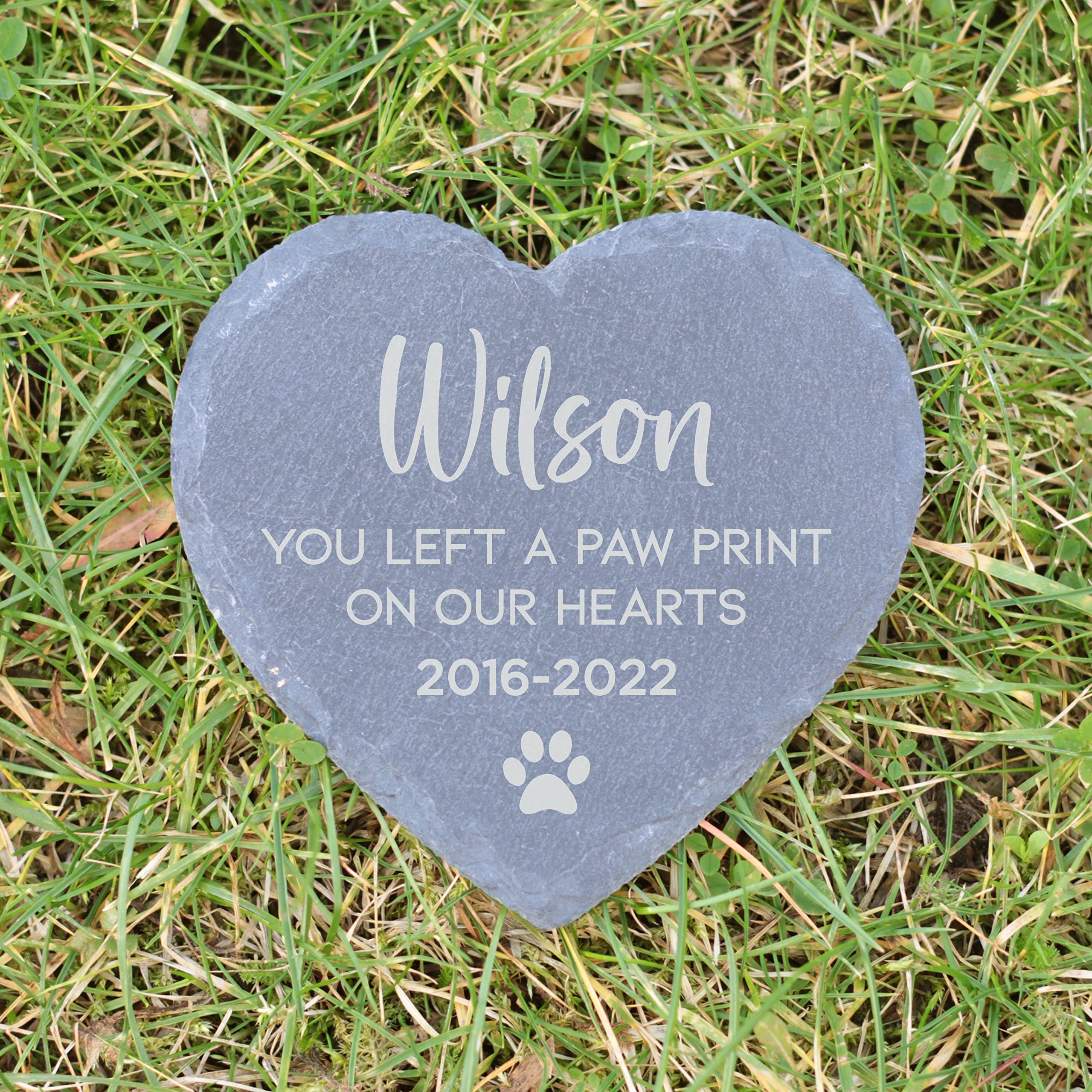 Ebuygb Slate Heart Coaster Personalised Pet Memorial Plaque, You Left A Pawprint On Our Hearts Keepsake, Sympathy Gift, Cat/Dog Loss Bereavement