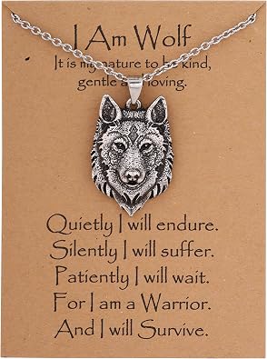 HAQUIL Alpha Male Wolf Necklace - Great Gifts for Dad, Men and Women - Head Pendant Jewelry for Wolf Lovers