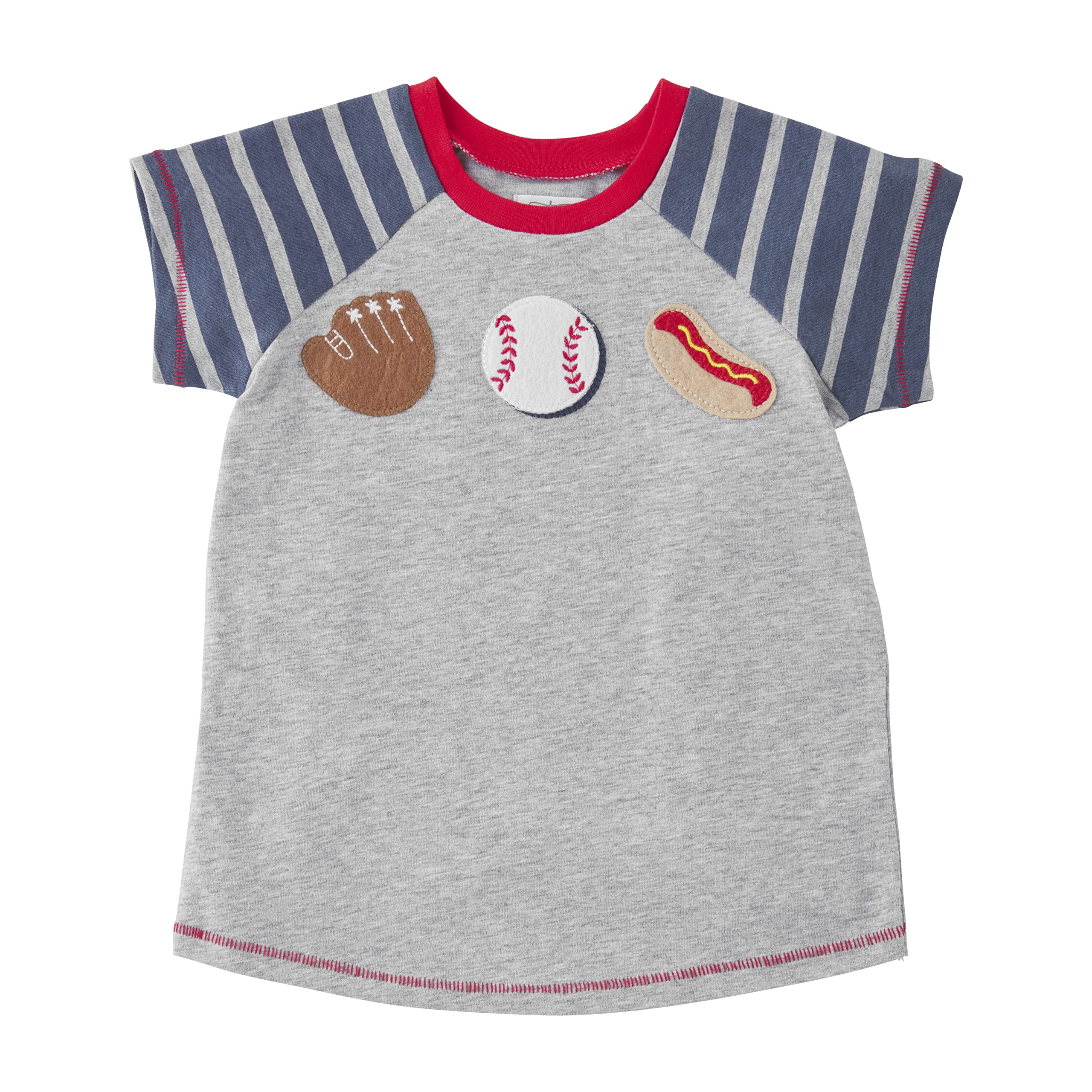 Mud Pie Baby Boys Sport Appliqué Tee, Gray, Large