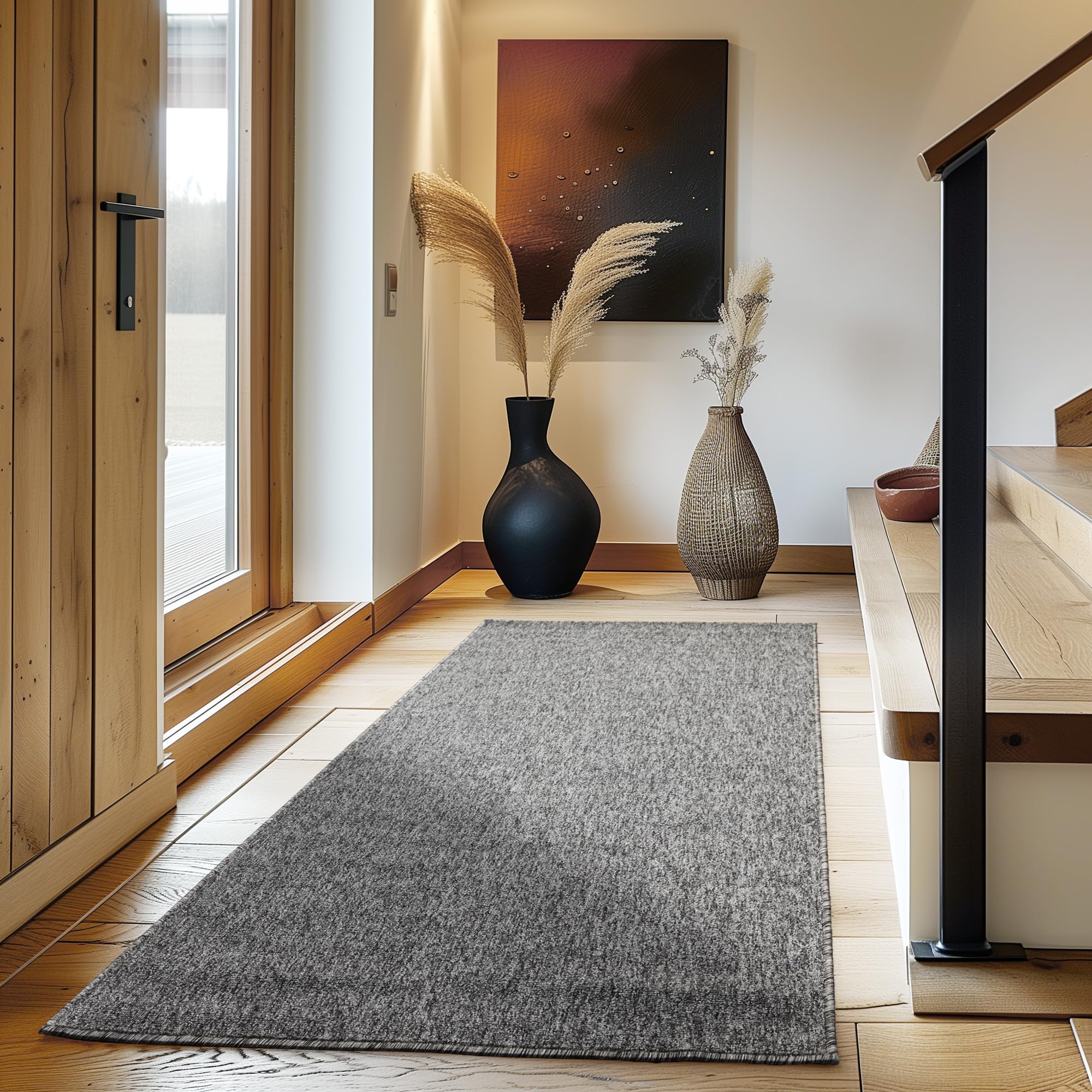 Teppich Kurzflor Flachgewebe Schlingenteppich meliert Pflegeleicht für Wohnzimmer Schlafzimmer