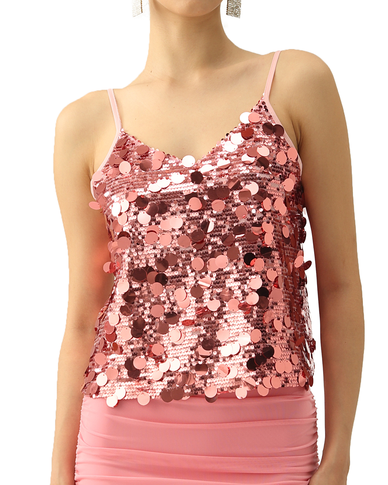 トップス theredthread fur sequins camisole THEREDTHREAD / ザレッドスレッド】S fur sequins camisole