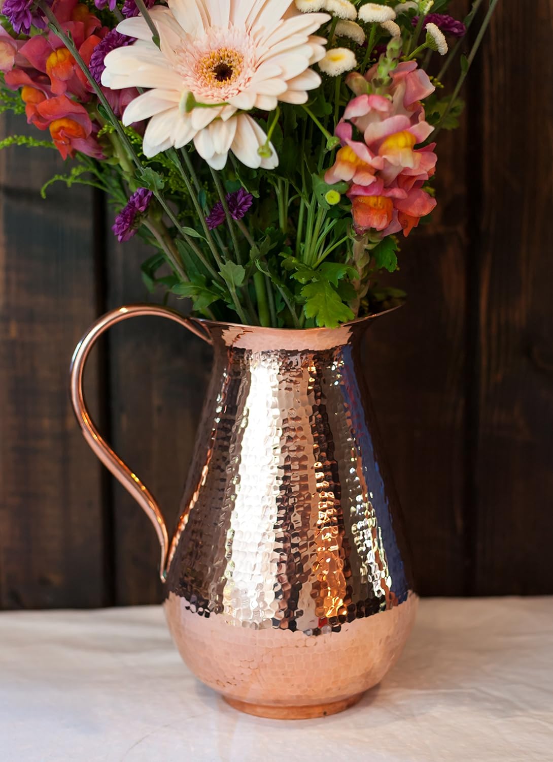 Sertodo Copper BISOTUN Pitcher | 76 oz Capacity | Tig Welded Copper Handle | Durable & Elegant Drink Serving | 100% Pure Copper, Hand Hammered | Ayurvedic Beverage Vessel - Image 3