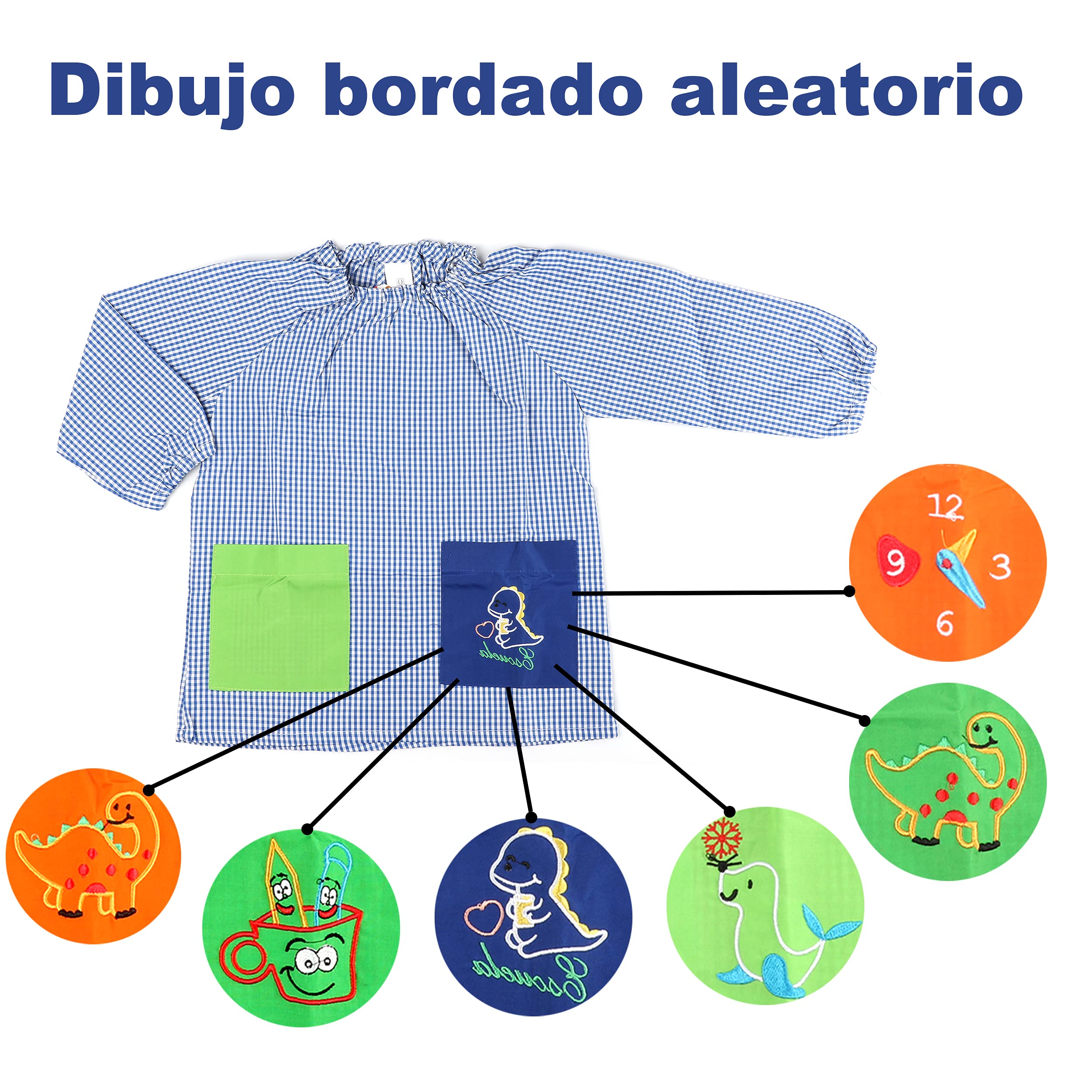 Etrexonline Bata Escolar Babi Escolar Infantil Sin Botones Niño y Niña Elástica en Puño y Cuello