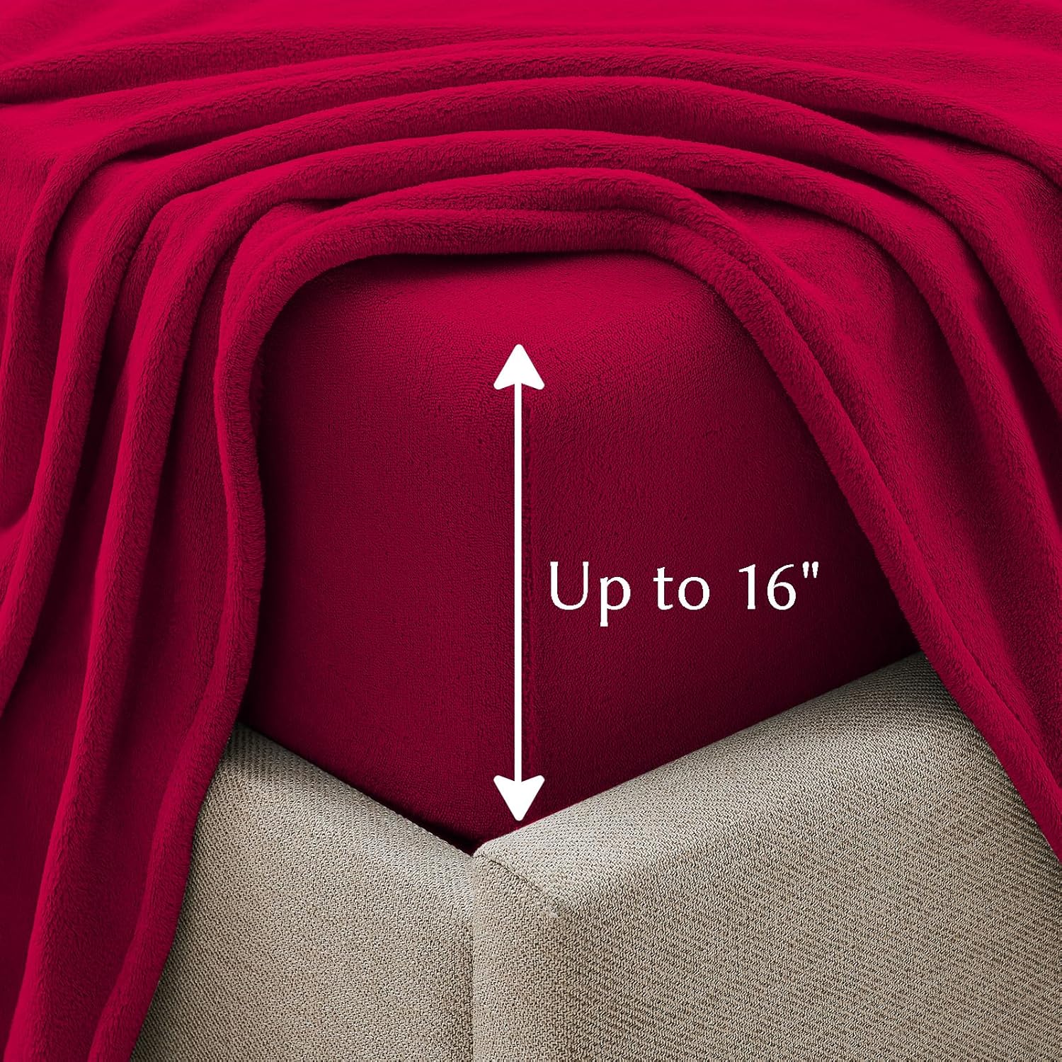 Petrichor Flannel Fleece King Size Sheet Set Red–Ultra Soft Anti-Static Plush Bedding,4 Piece(1 Fitted Sheet80×78"×16",1 Flat Sheet102×108",2 Pillowcases40×20")