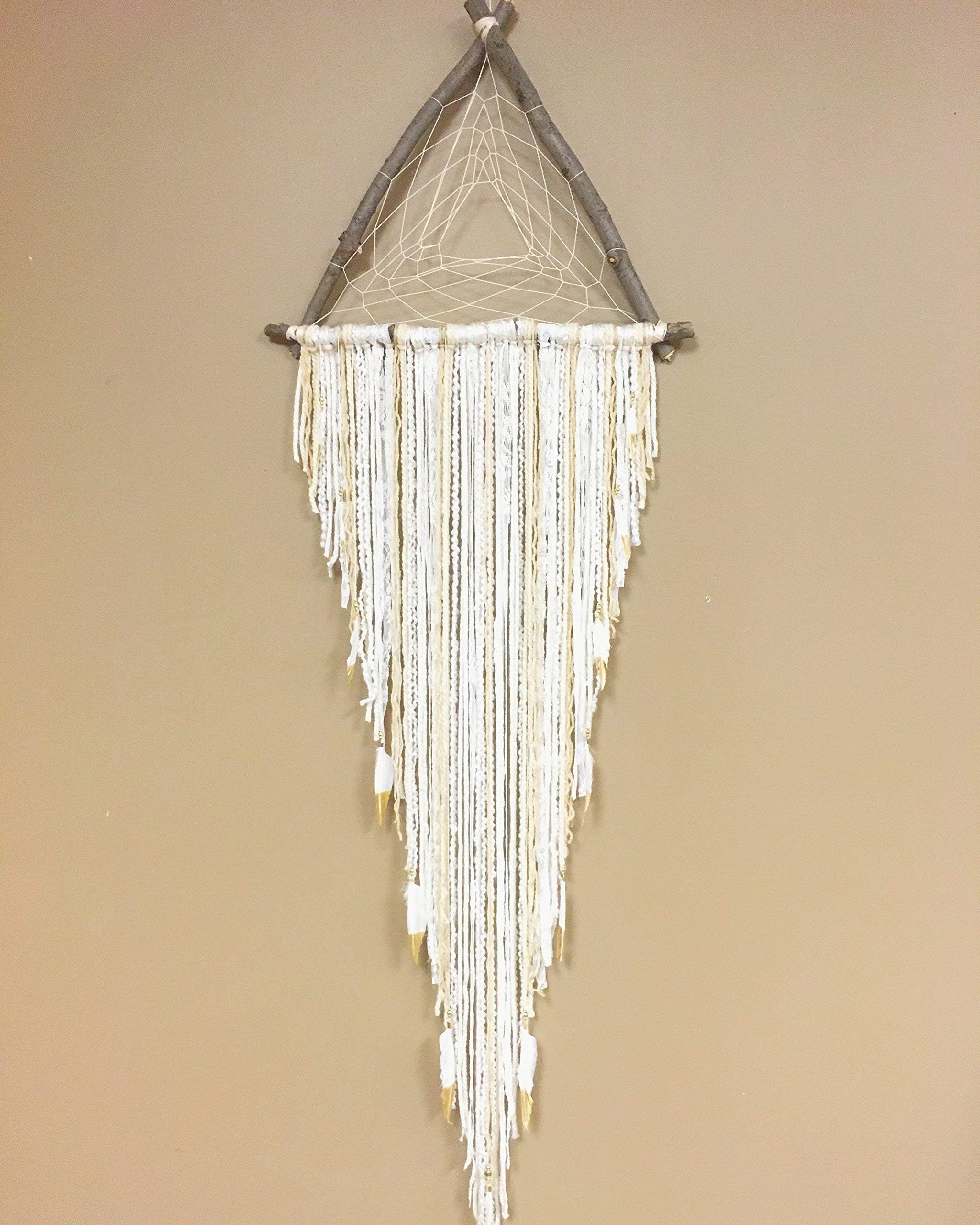 Stick Dreamcatcher, Stick Wallhanging, Bohemian Dream Catcher, Large Dreamcatcher, Nursery Decor, Modern Dream Catcher, Rustic Decor, Boho Wall Decor, Hippie Decor, Natural Wallhanging