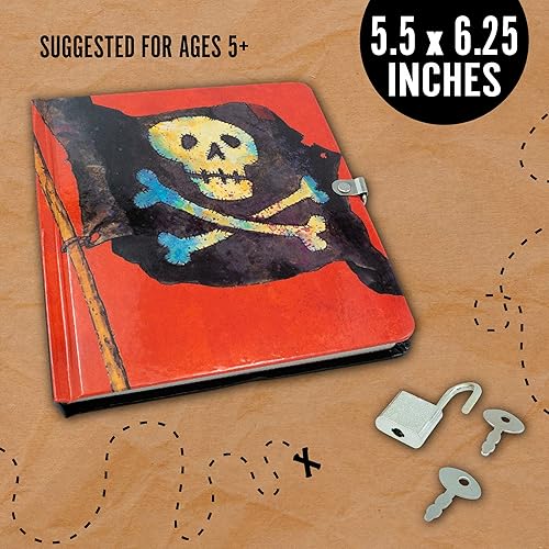 Miniatura 5 de Peaceable Kingdom Pirates 6.25" con cerradura y llave, diario de página rayado para niños