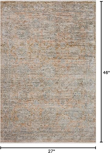 Miniatura 182 de Loloi Jean Stoffer Katherine Collection KES-02 Ocean/Coral 2'-7'' x 10'-0'', .25" Pile Height, Runner Rug