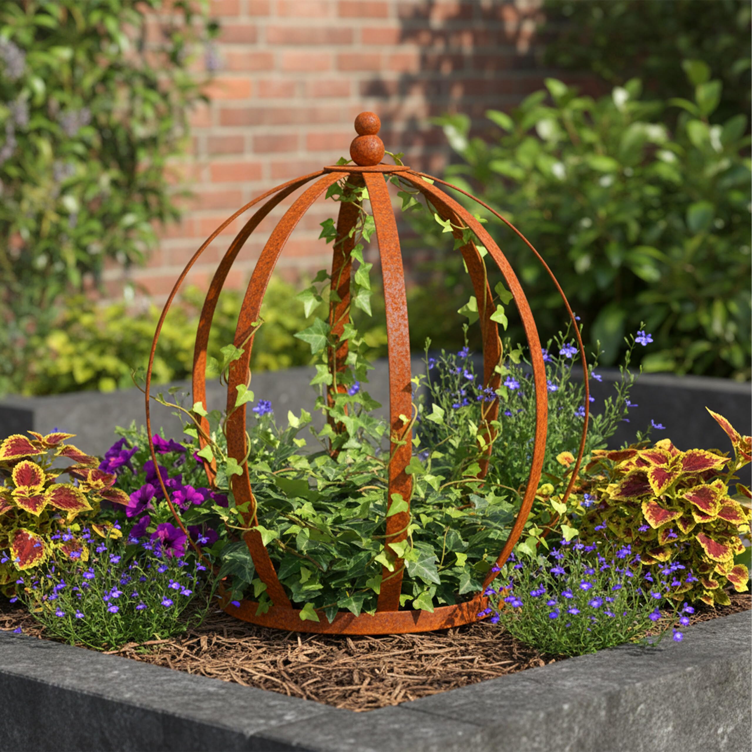 Relaxdays Supports pour Plantes vivaces, Lot de 2, Couronne végétale pour vivaces & Jeunes Plants, HxD 35x30 cm, Rouille